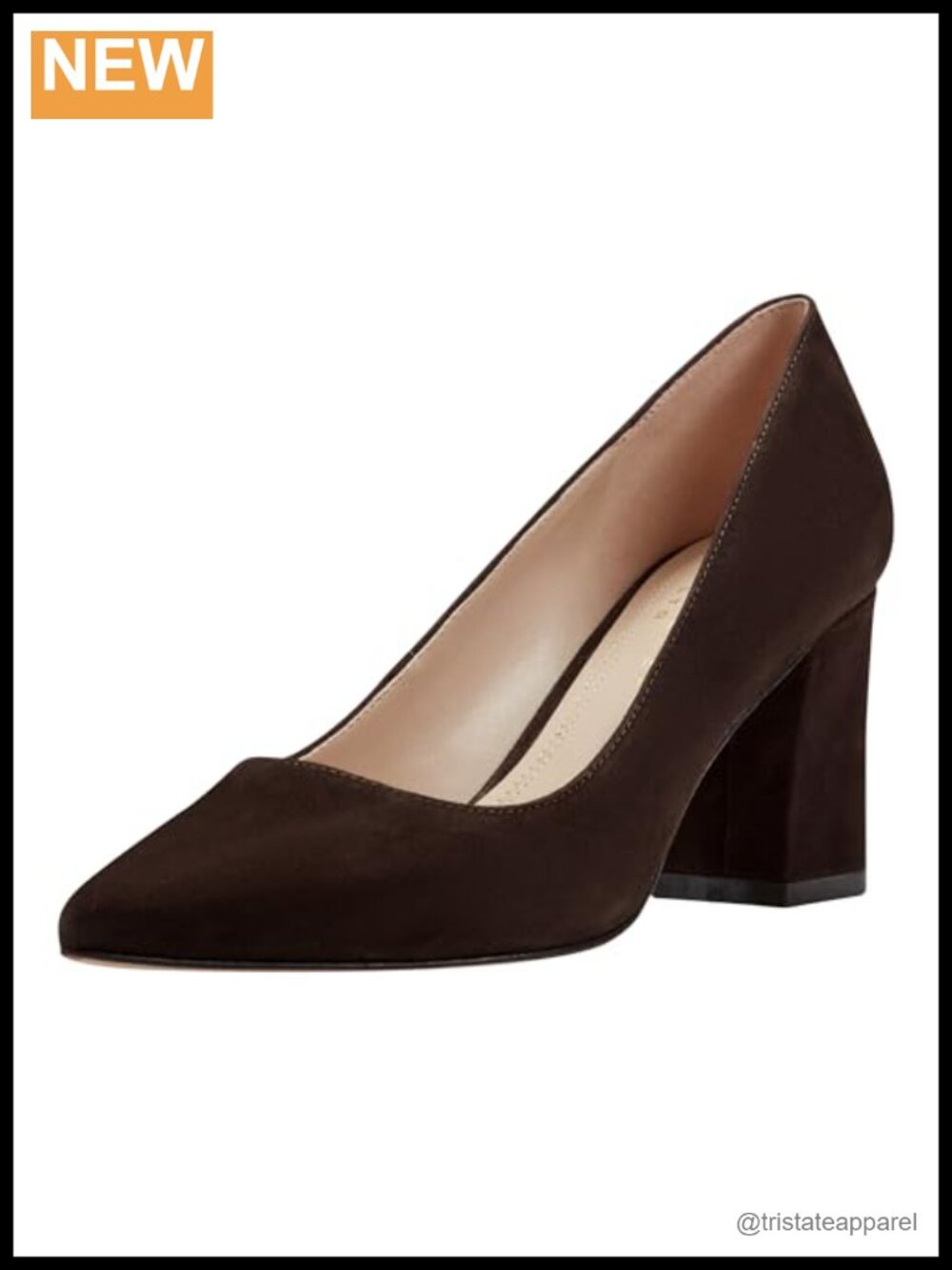 Suede Pointed Toe Block Heel Pumps Slip On Evening Shoes